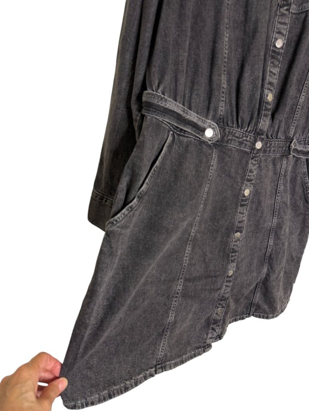 H&M Denim Jean Mini Shirt Dress Snap Front Gray XL - Picture 4 of 8